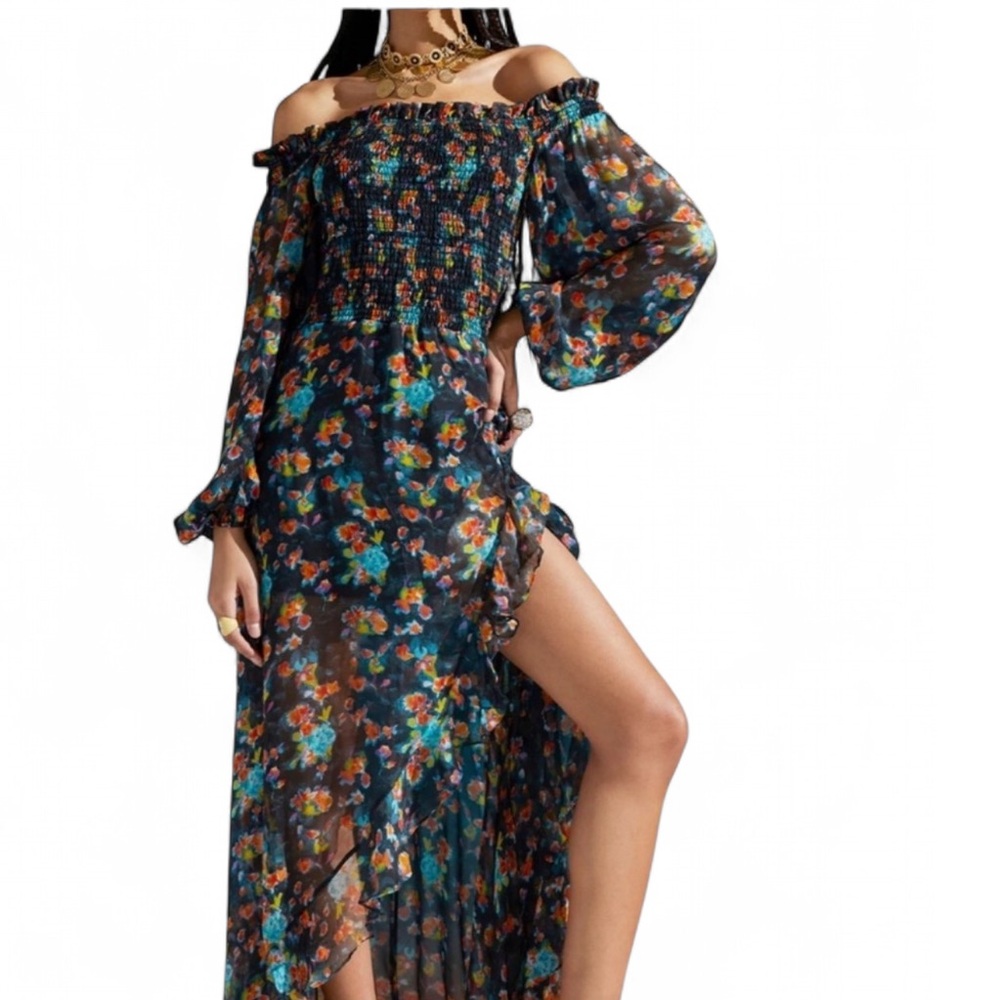 Caroline Constas Ambrossia Silk Gown - Floral Print - High Low Dress - Size S